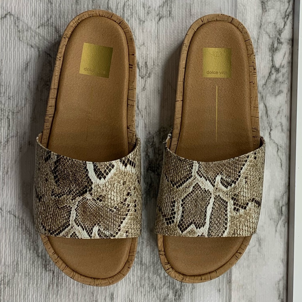 Dolce Vita Snake Print Platform Slides - image 2